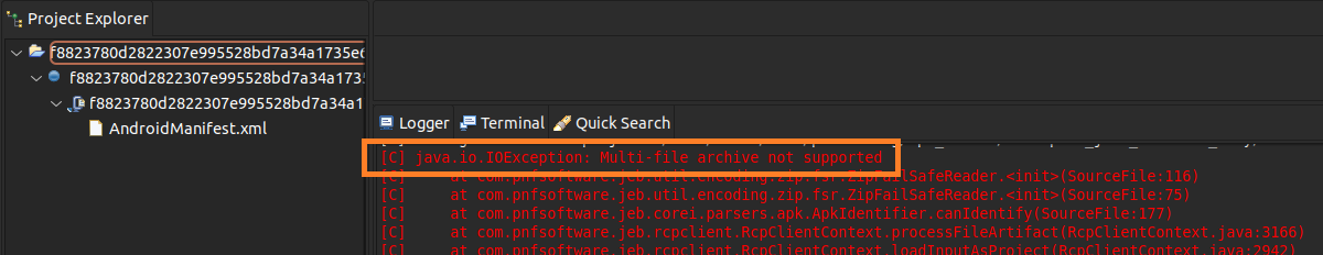 EOCD Multi File Exception